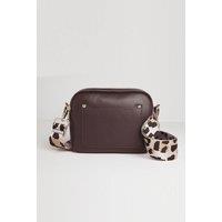 Betsy & Floss Women's Crossbody Bag with Leopard Strap in Burgundy