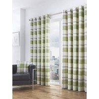 Fusion 'Balmoral Check' Country Checked Pattern Pair of Eyelet Curtains in Green | Size: 229 cm width x 183 cm drop