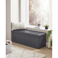 SONGMICS Large Foldable Storage Ottoman Foot Rest Cube Heavy Duty Bench in Grey