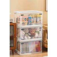 Living and Home 3pcs Collapsible Storage Box Stackable Clear Plastic Wardrobe Organizer 49*35*75cm in White