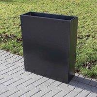 Woven Wood 75cm Long Zinc Galvanised Graphite Black Textured 90cm Tall Trough Planter