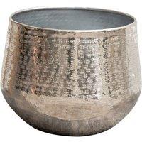 Melody Maison Large Round Silver Patterned Planter 32cm X 27.5cm in Metallic Silver | Size: 32 cm X 27.5 cm