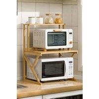 Living and Home 3-Tier Free Standing Wooden Spice Rack Microwave Oven Rack Kitchen Organizer Storage Shelf in Beige