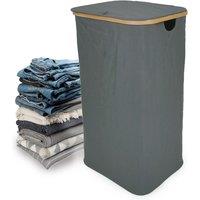 Libbi Lou Black Bamboo Laundry Storage Hamper with Removeable Inner Bag 100L in Grey