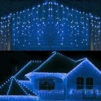 Shatchi 240 Blue LED Icicle Christmas Lights - 8 Modes, Auto Timer