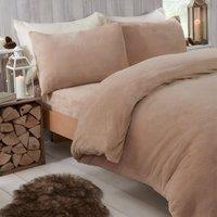 OHS Thermal Soft Teddy Fleece Duvet Cover Bedding Set in Stone | Size: King
