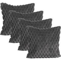 OHS 4 Pack Waffle Faux Fur Cushion Covers - 45 x 45cm in Charcoal | Size: 45 cm x 45 cm