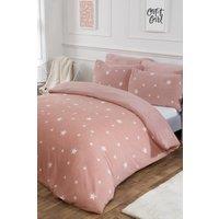 OHS Star Teddy Duvet Cover with Pillowcase Set in Light Pink | Size: King