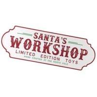 Garden Greatness Santas Workshop Metal Wall Sign in White | Size: 1 Pack