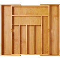 MANTRARAJ Kitchen Drawer Organiser Expandable Bamboo Cutlery Tray Cutlery Drawer Organiser in Brown