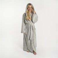 OHS Teddy Marl Full Length Dressing Gown Bathrobe Loungewear in Charcoal
