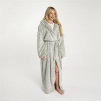 OHS Teddy Marl Full Length Dressing Gown Bathrobe Loungewear in Green