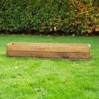 Primrose Wooden Trough Redwood Low Outdoor Flower Bed Planter 102cm in Brown