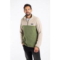 Weird Fish Men's Tristan 1/4 Zip Colour Block Microfleece in Olive | Size: 3XL