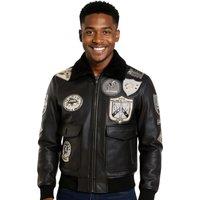 Infinity Leather Men's Top Gun A2 Leather Bomber Jacket-Perth in True Black | Size: Medium