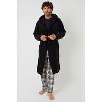 Threadbare Men's Borg Dressing Gown in Black | Size: S/M
