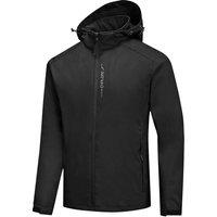 MODISHION Men's Waterproof Softshell Jacket with Hood in Black | Size: XL