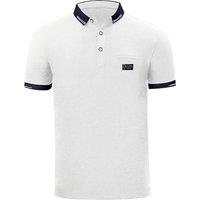 MODISHION Men's Turn Down Collar Short Sleeve Polo Shirt in White | Size: Large
