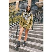 NastyGal Women's Vinyl High Clean Longline Jacket in Olive | Size: 8