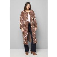 Wallis Women's Animal Jacquard Collarless Cardigan in Brown | Size: Small