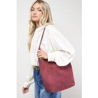 Oasis Women's Lilah Suede Slouch Bag in Dark Red