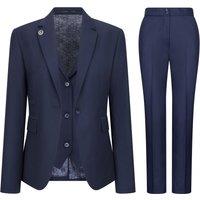 Infinity Leather Women's 3 Piece Tailored Fit Plain Formal Office Suit in Navy | Size: 18