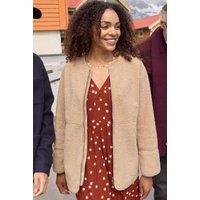 Weird Fish Women's Gleason Faux Shearling Jacket in Light Brown | Size: 18