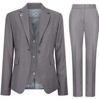 Infinity Leather Women's 3 Piece Tailored Fit Plain Formal Office Suit in Grey | Size: 18