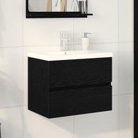 Berkfield Home Sink Cabinet with Built-in Basin Black Oak Engineered Wood