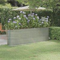 Berkfield Home Garden Raised Bed Powder-coated Steel 224x40x68 cm Silver | Size: 224 x 40 x 68 cm