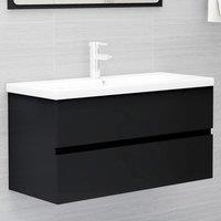 Berkfield Home Sink Cabinet with Built-in Basin Black Engineered Wood