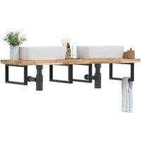 Berkfield Home Basin Shelf Wall Mounted Steel & Solid Wood Acacia in Brown