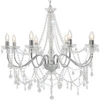 Berkfield Home Chandelier with Beads Silver 8 x E14 Bulbs