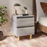 Berkfield Home Bed Cabinet with Solid Wood Legs Grey Sonoma 40x35x50 cm | Size: 40 x 35 x 50 cm