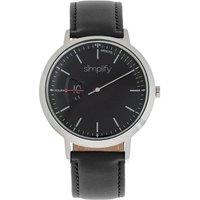 Simplify The 6500 Leather-Band Watch in Black