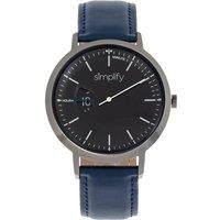 Simplify The 6500 Leather-Band Watch in Blue