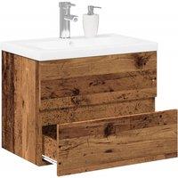 Berkfield Home Sink Cabinet with Built-in Basin Old Wood 61x39.5x49 cm in Brown