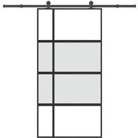 Berkfield Home Sliding Door with Hardware Set 102.5x205 cm Tempered Glass & Aluminium in Black