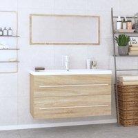 Berkfield Home 3 Piece Bathroom Furniture Set Sonoma Oak in Brown