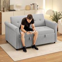 HOMCOM Convertible Pull Out Sleeper Sofa Bed Settee for Living Room, Grey | Size: 2 Seater