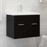 Berkfield Home Sink Cabinet with Built-in Basin Black Engineered Wood