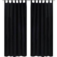 Berkfield Home 2 pcs Black Micro-Satin Curtains with Loops 140 x 175 cm