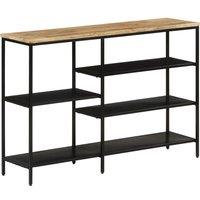 Berkfield Home Console Table 110x30x75 cm Solid Rough Mango Wood & Iron in Brown | Size: 110 x 30 x 75 cm