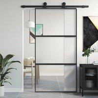 Berkfield Home Sliding Door Black 102.5x205 cm Tempered Glass & Aluminium