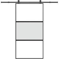 Berkfield Home Sliding Door with Hardware Set 102, 5x205 cm Tempered Glass&Aluminium in Black