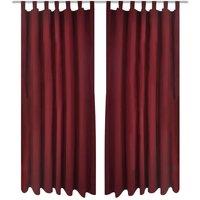 Berkfield Home 2 pcs Bordeaux Micro-Satin Curtains with Loops 140 x 245 cm in Red