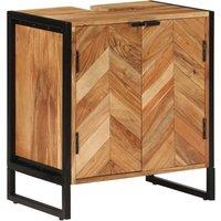 Berkfield Home Bathroom Cabinet 55x35x60 cm Solid Wood Acacia & Iron in Brown | Size: 55 x 35 x 60 cm