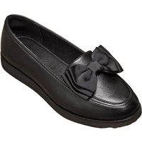 IVACHY Women's Loafers Flats Girl's School Comfortable Slip-On Shoes with Bow in Black | Size: 5