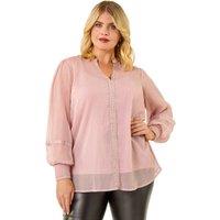 Roman Women's Curve Shimmer Chiffon Blouse in Light Pink | Size: 18
