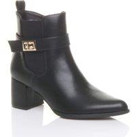 AJVANI Women's Mid Block Heel Pointed Toe Smart Casual Chelsea Ankle Boots in Black | Size: 5